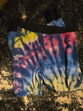 Current Mood Tie-Dye Ribbed Lounge Pants - Blue, Pink & Yellow